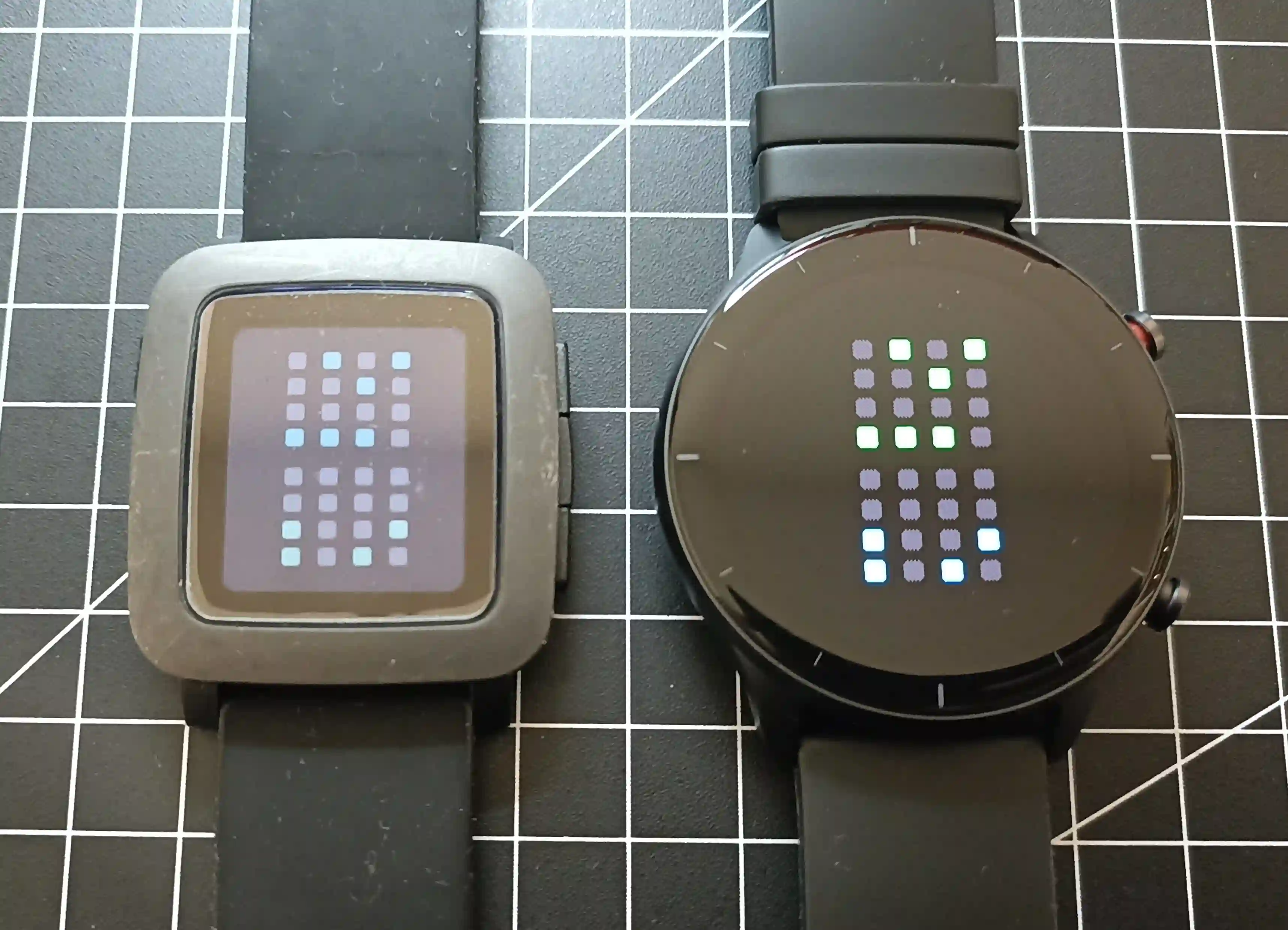 Pebble and Amazfit side by side